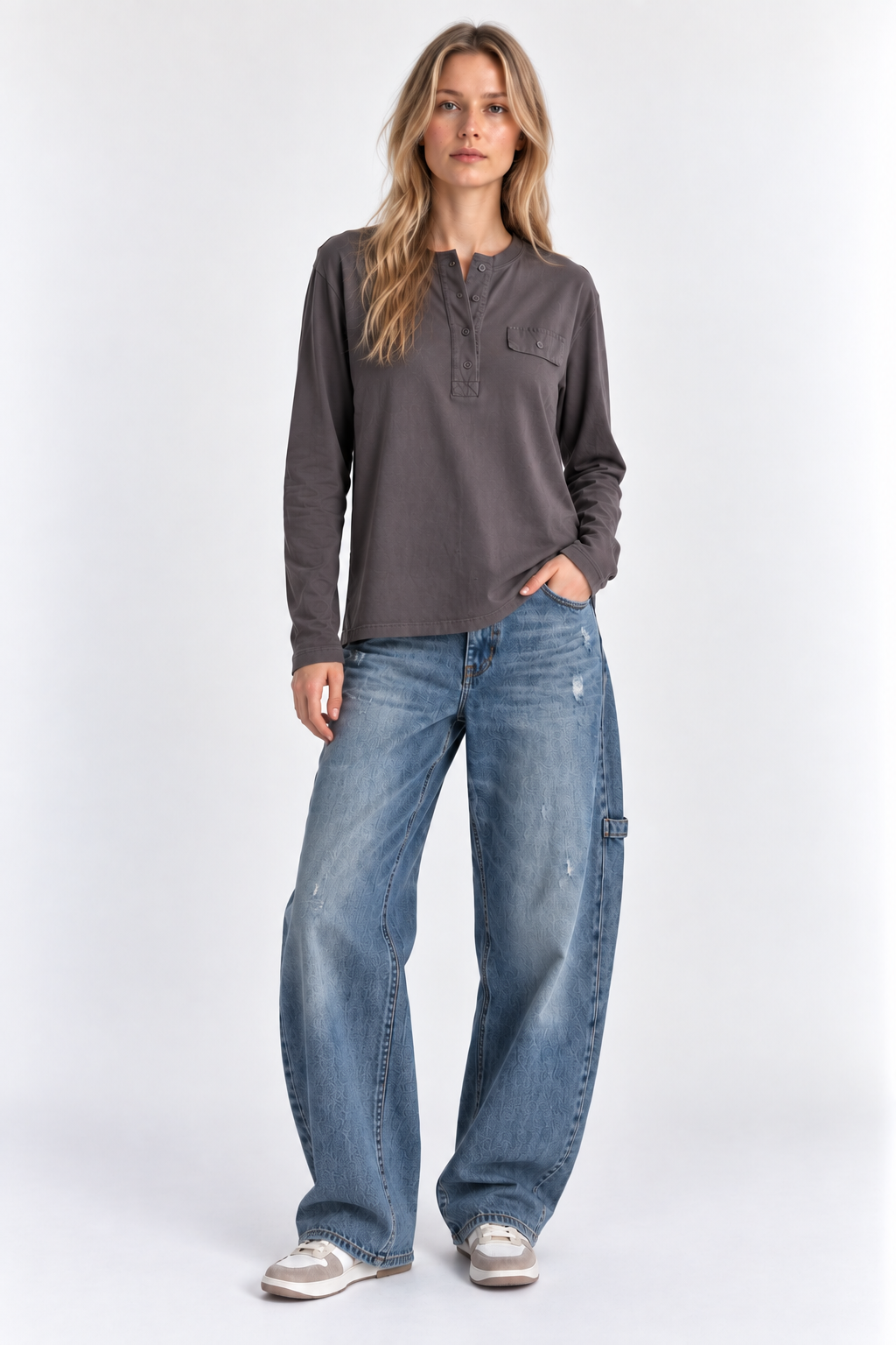 Longsleeve mit Knopfleiste