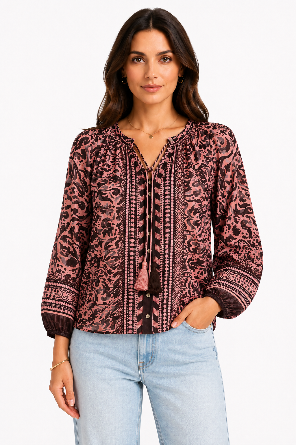 Leichte Bluse mit exotischem Muster