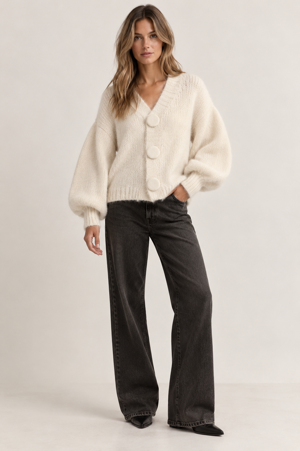 Strickjacke wollweiß