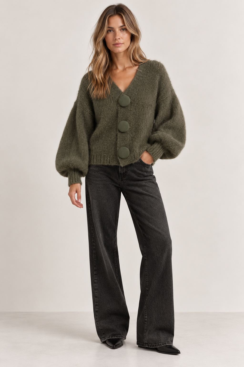 Strickjacke oliv