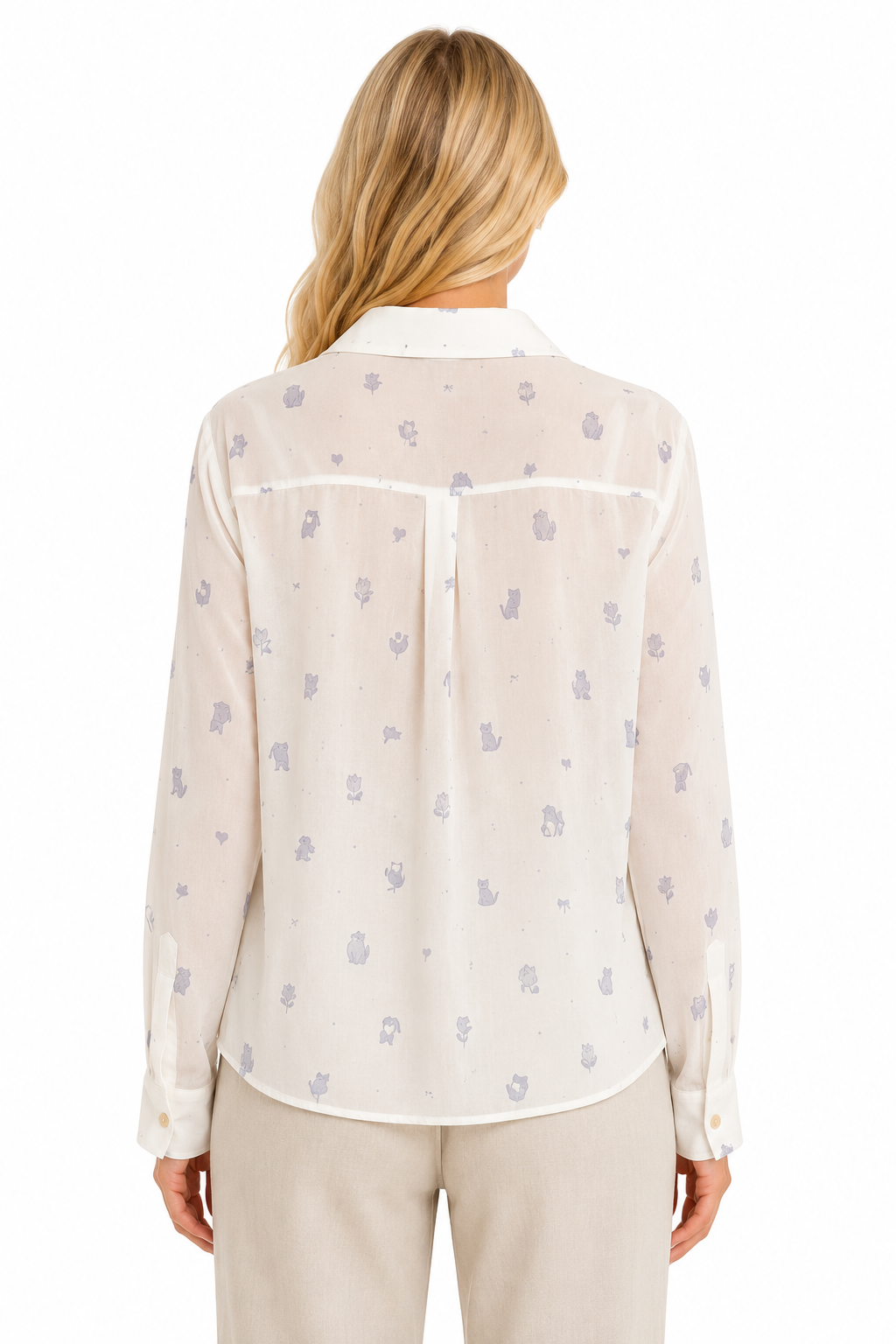 Bluse mit kleinen Katzenmotiven