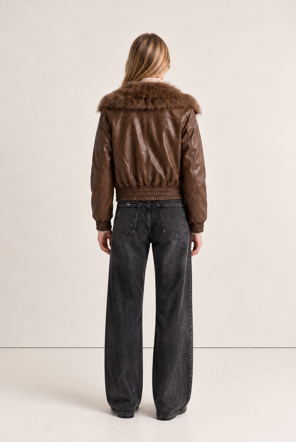 Lederjacke mit Fellkragen