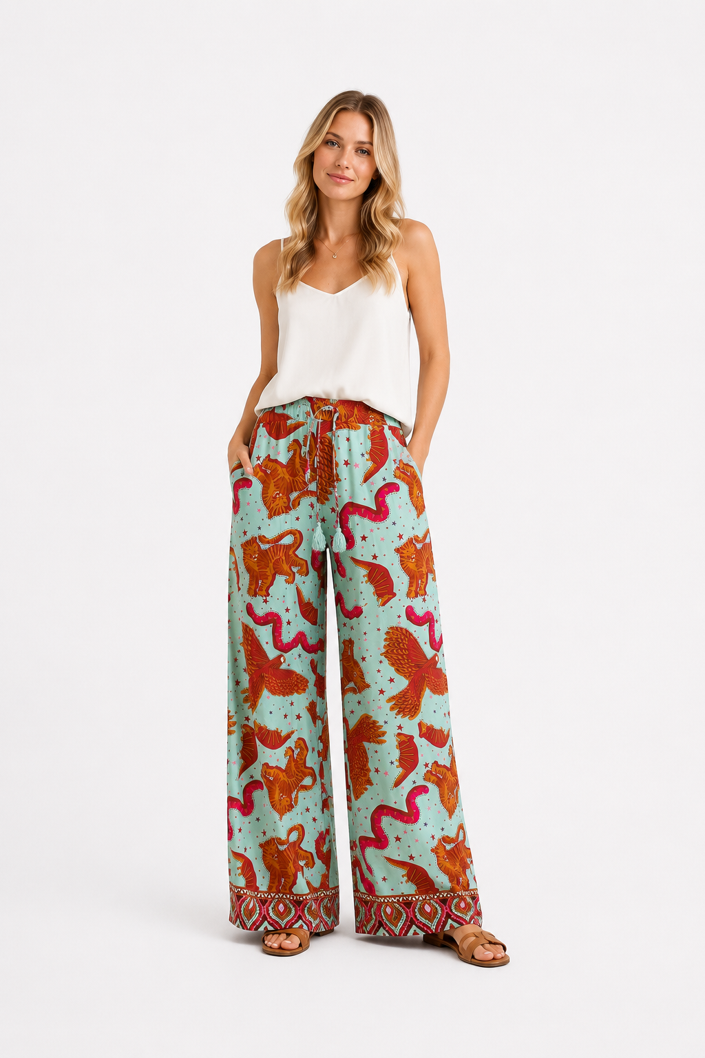 Palazzo-Hose mit exotischem Print